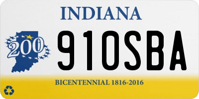 IN license plate 910SBA
