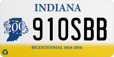 IN license plate 910SBB