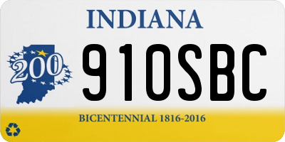 IN license plate 910SBC