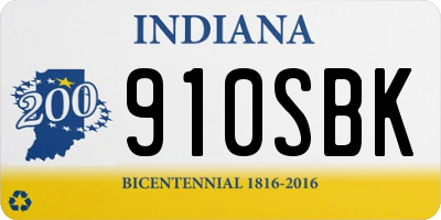 IN license plate 910SBK