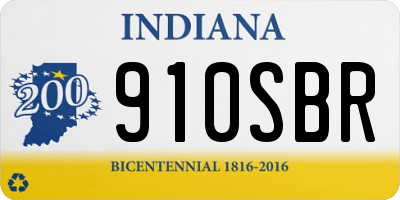 IN license plate 910SBR