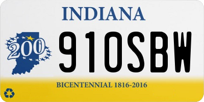 IN license plate 910SBW