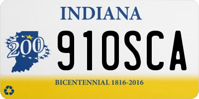 IN license plate 910SCA
