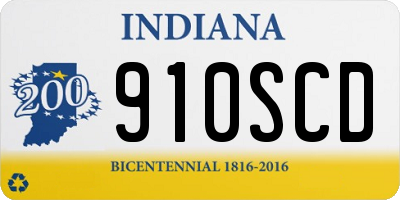 IN license plate 910SCD