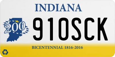 IN license plate 910SCK