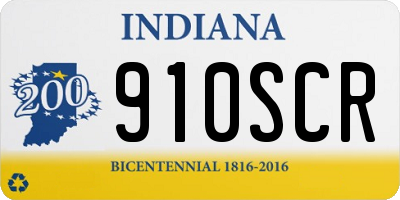 IN license plate 910SCR