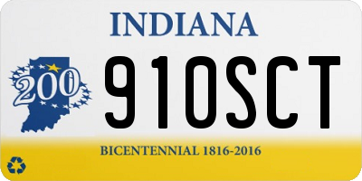 IN license plate 910SCT