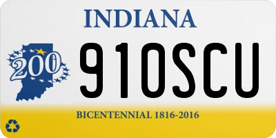 IN license plate 910SCU