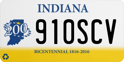 IN license plate 910SCV