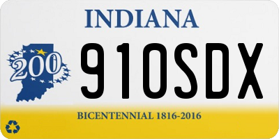 IN license plate 910SDX