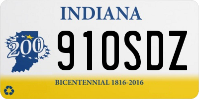 IN license plate 910SDZ