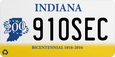 IN license plate 910SEC