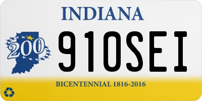 IN license plate 910SEI