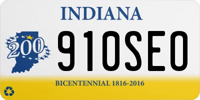 IN license plate 910SEO