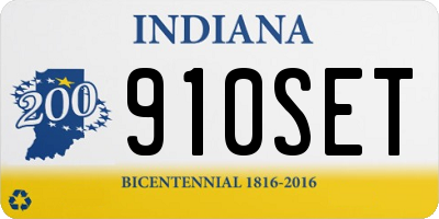 IN license plate 910SET