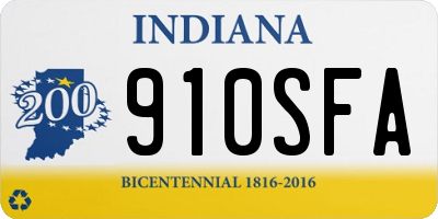 IN license plate 910SFA