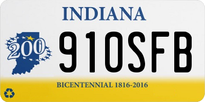 IN license plate 910SFB