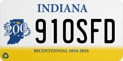IN license plate 910SFD
