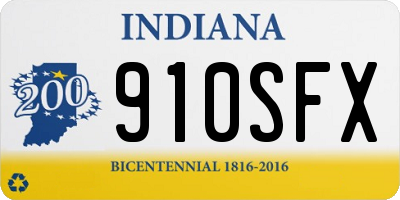 IN license plate 910SFX