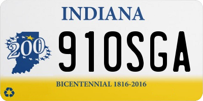 IN license plate 910SGA