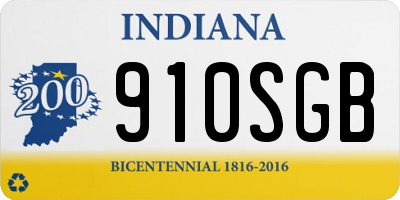 IN license plate 910SGB