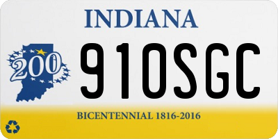 IN license plate 910SGC