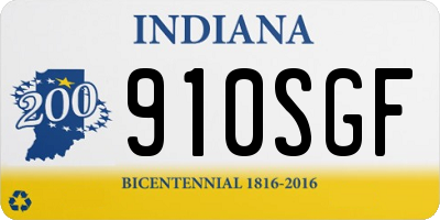 IN license plate 910SGF