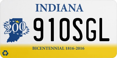 IN license plate 910SGL
