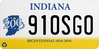 IN license plate 910SGO