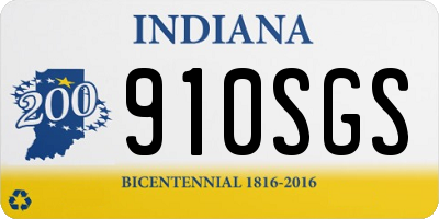 IN license plate 910SGS