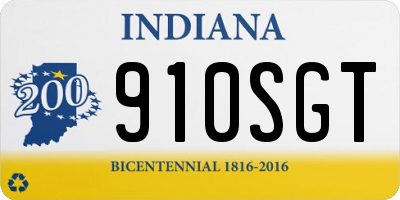 IN license plate 910SGT