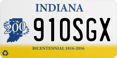 IN license plate 910SGX