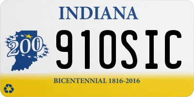IN license plate 910SIC