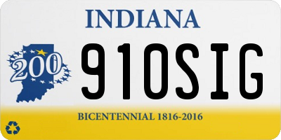 IN license plate 910SIG