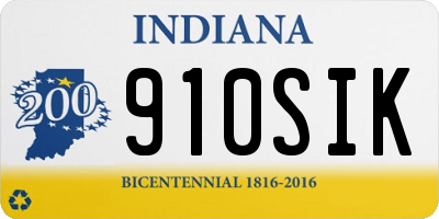 IN license plate 910SIK