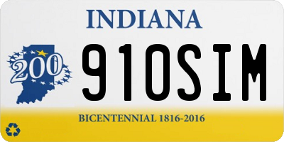 IN license plate 910SIM