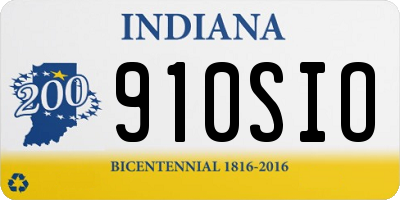 IN license plate 910SIO