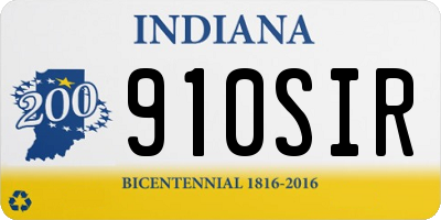 IN license plate 910SIR