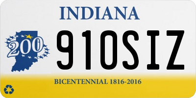 IN license plate 910SIZ