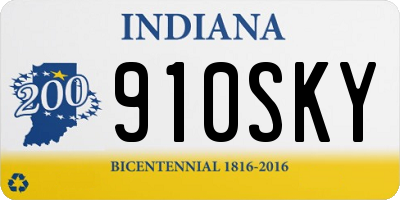 IN license plate 910SKY