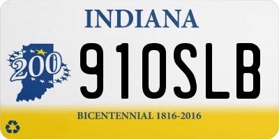 IN license plate 910SLB