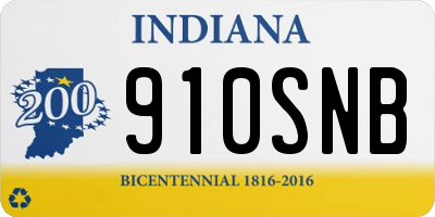 IN license plate 910SNB