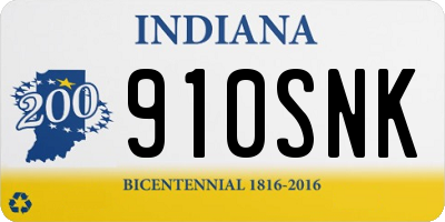 IN license plate 910SNK