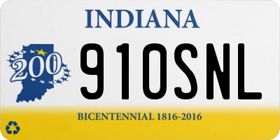 IN license plate 910SNL