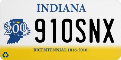 IN license plate 910SNX