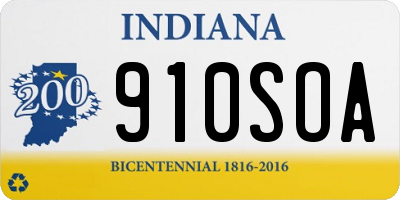 IN license plate 910SOA