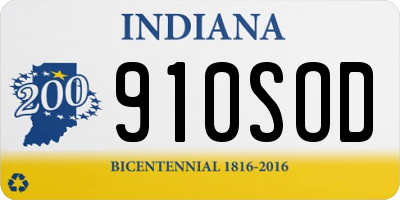 IN license plate 910SOD