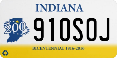 IN license plate 910SOJ