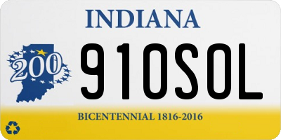 IN license plate 910SOL