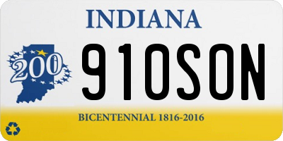 IN license plate 910SON